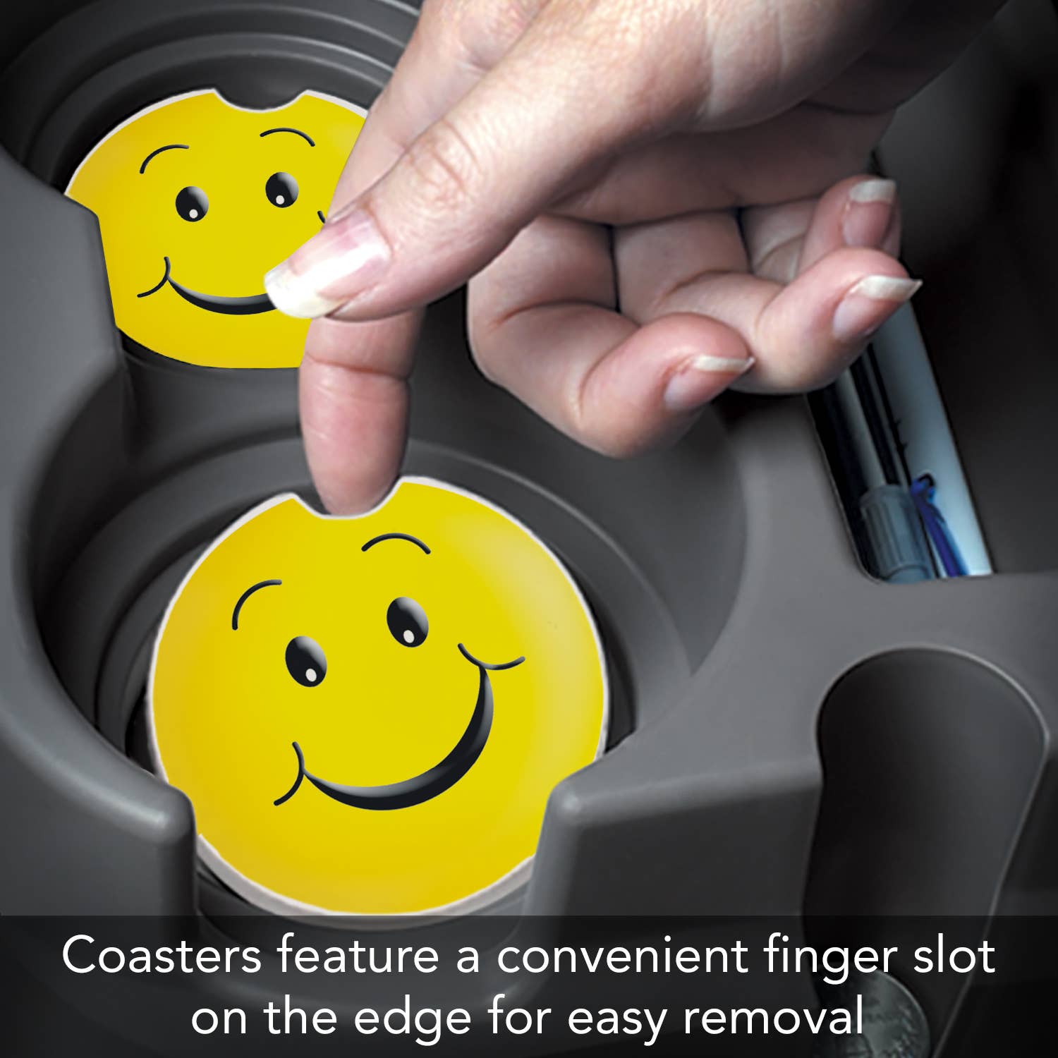 Happy Face Absorbent Stone Car Coaster 1 Pk