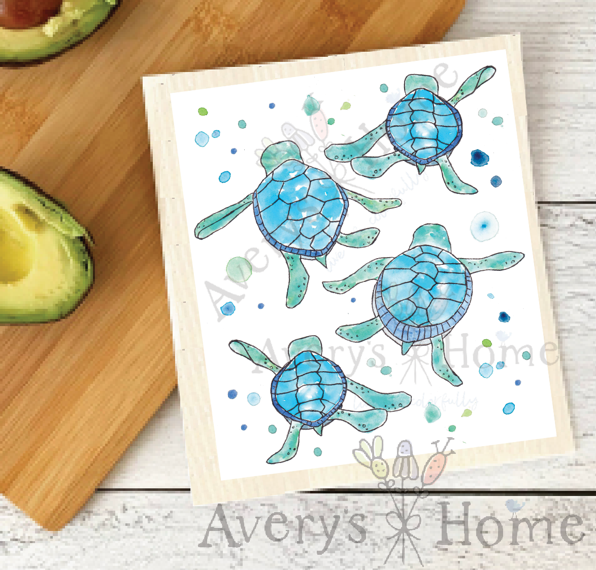 Baby Sea Turtles Walking Ocean Organic Swedish Dishcloth