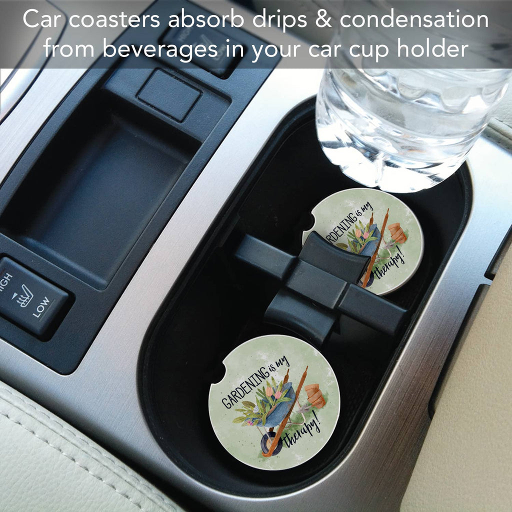 Gardening Is My Therapy Absorbent Stone Car Coaster