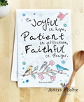 Be Joyful Bible Verse with Birds Friendship Tea Towel