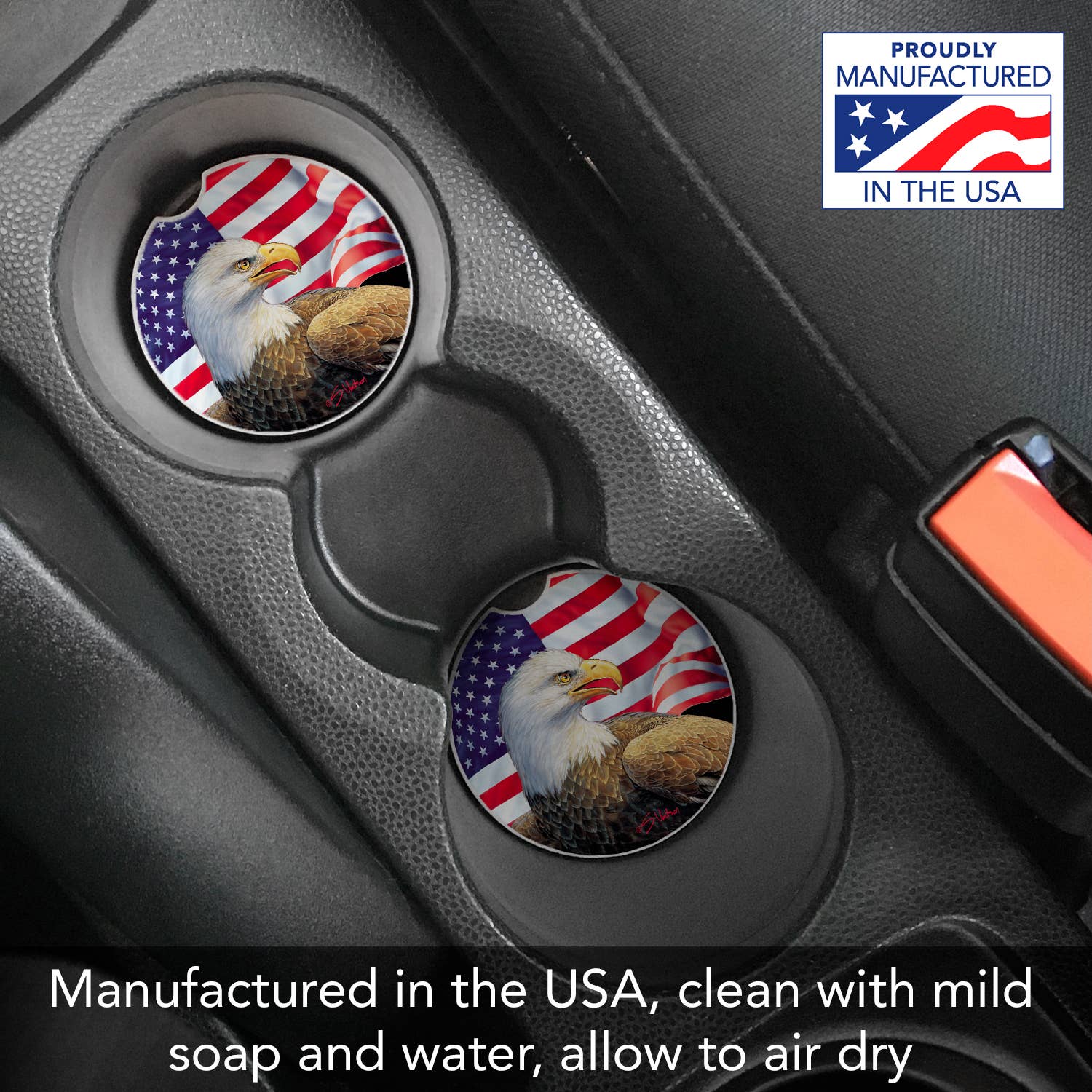 Eagle & Flag Absorbent Stone Car Coaster