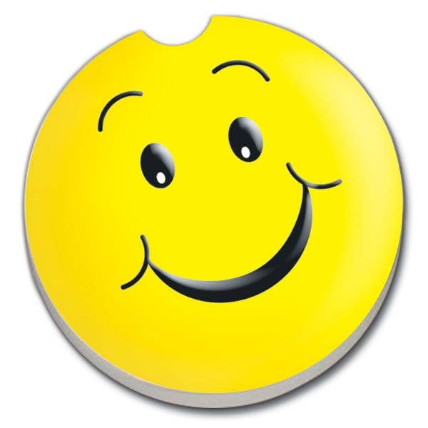 Happy Face Absorbent Stone Car Coaster 1 Pk