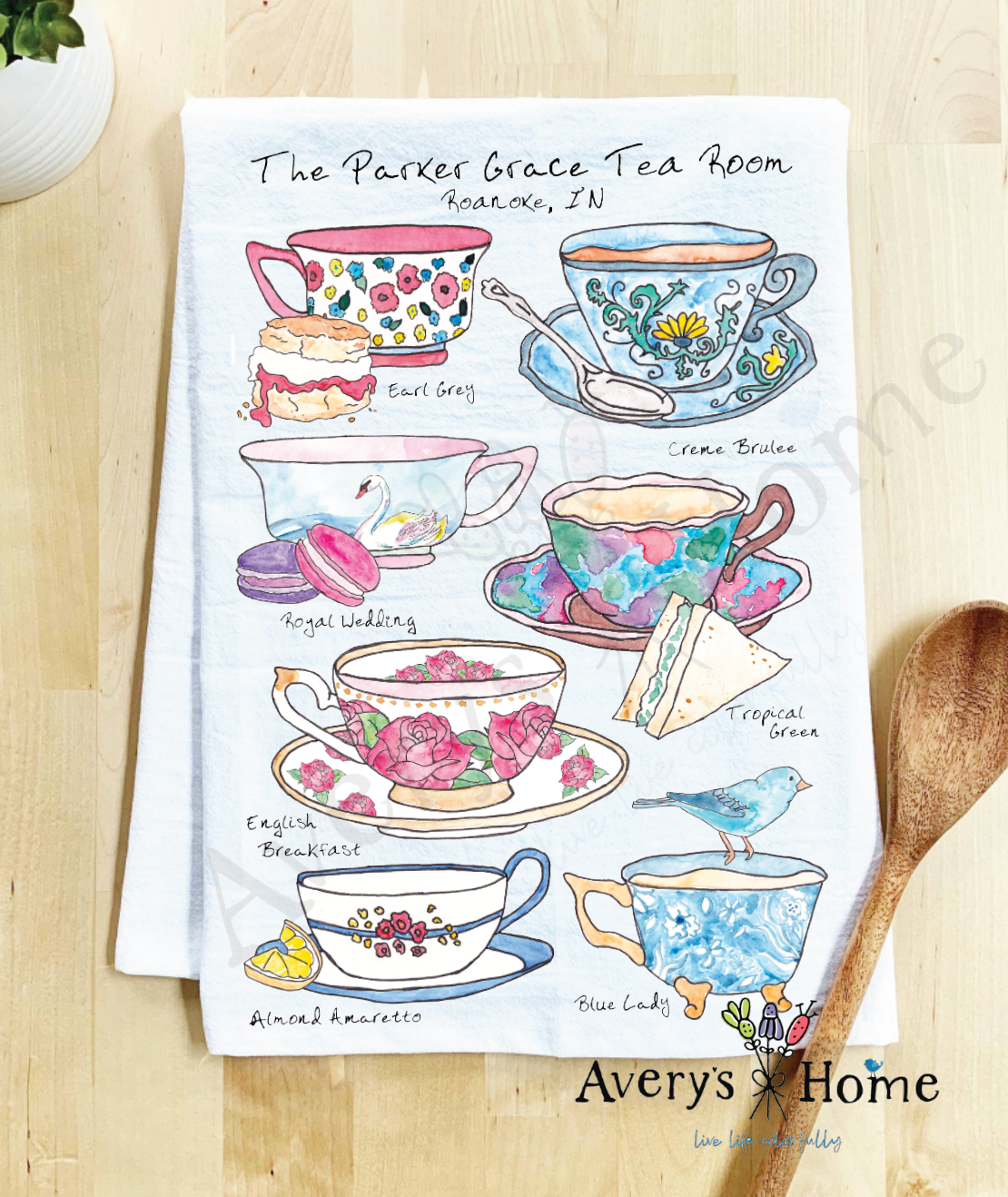 Tea Cup Customizable Tea Room Coffee Shop Tea Towel