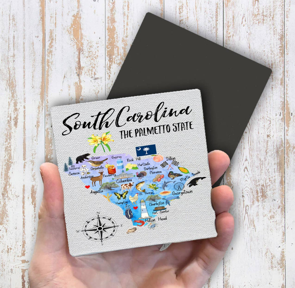 South Carolina State Map Souvenir Magnet Fridge