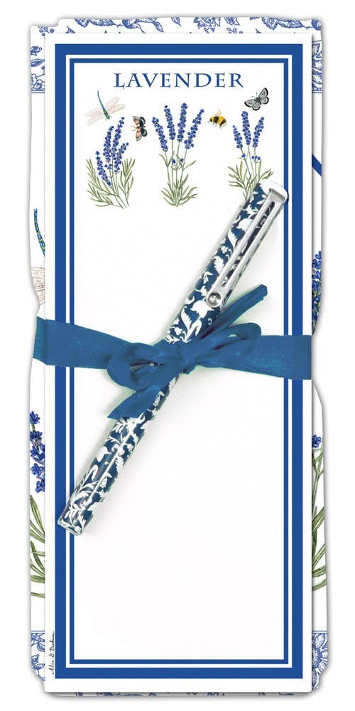 Flour Sack Towel & Magnetic Note Pad Set Lavender Sprigs