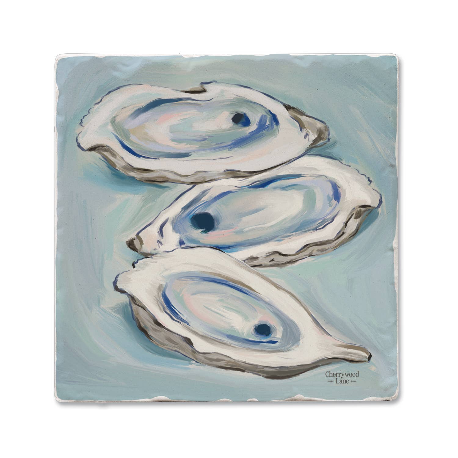 "Oysters Galore" Single Absorbent Tumbled Tile Coaster