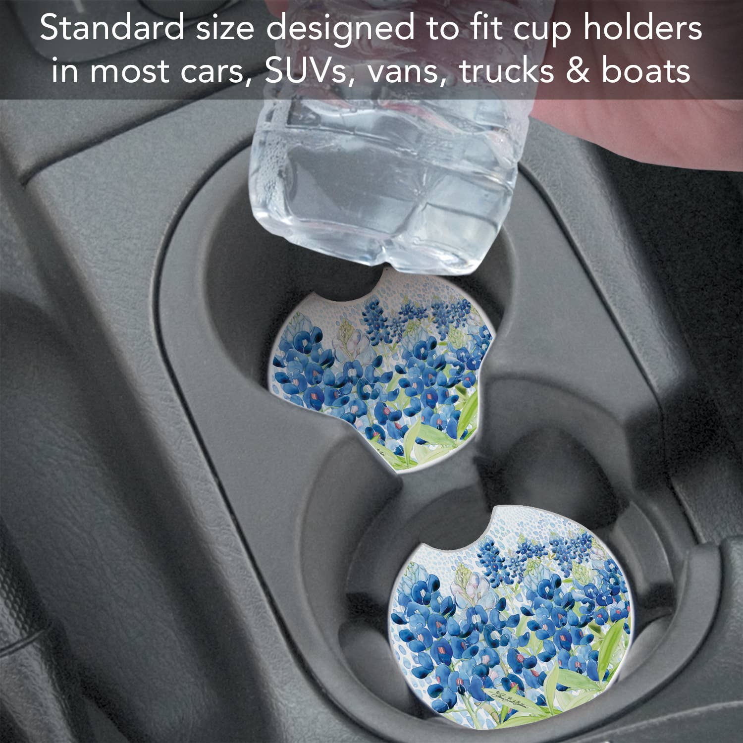 "Blue Bonnet Field" Absorbent Stone Car Coaster