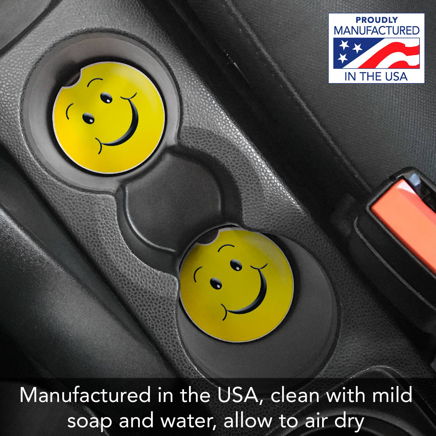 Happy Face Absorbent Stone Car Coaster 1 Pk