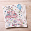 Happy Birthday Cake & Balloons Swedish Cloth