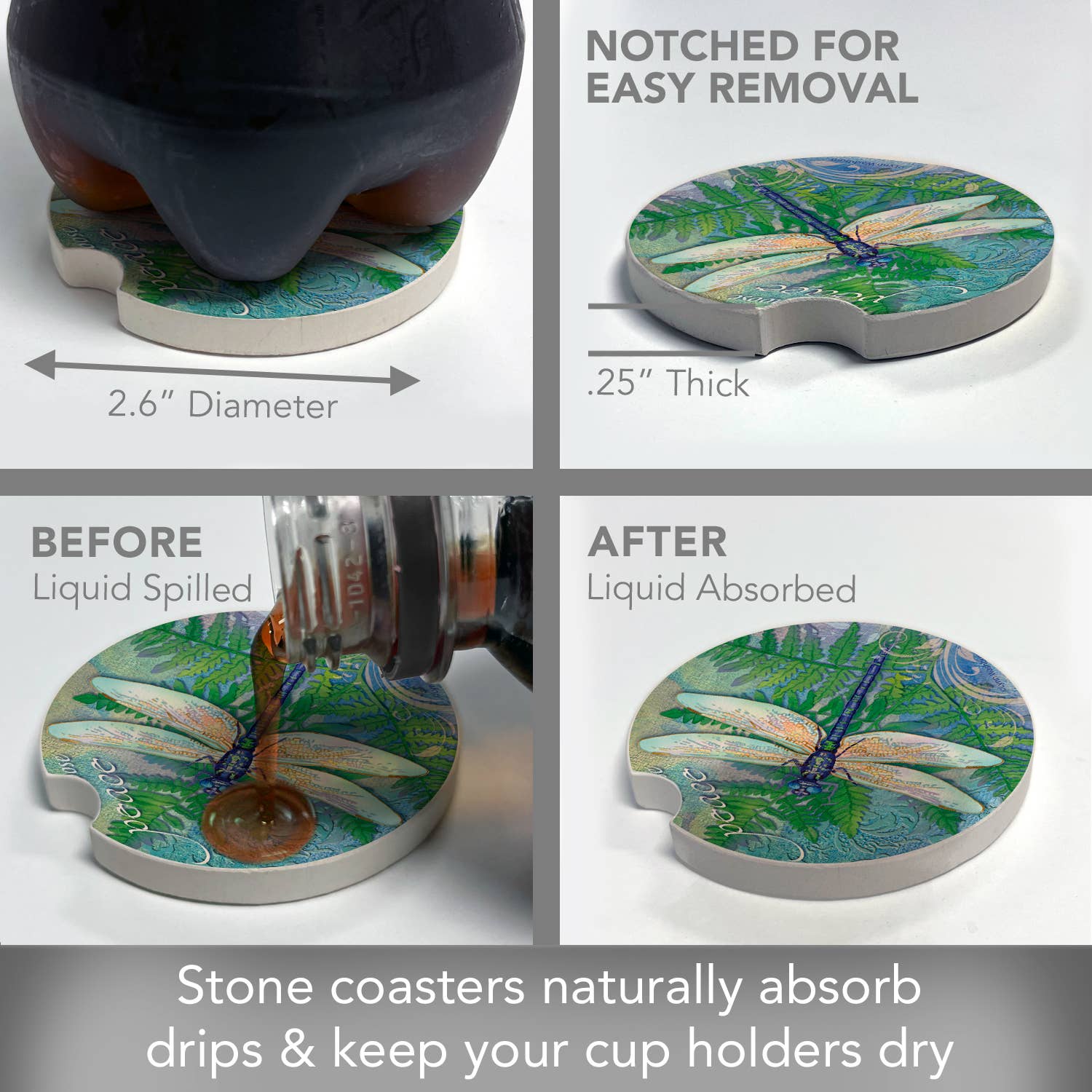 Dragonfly Inspiration Bulk Stone Car Coaster
