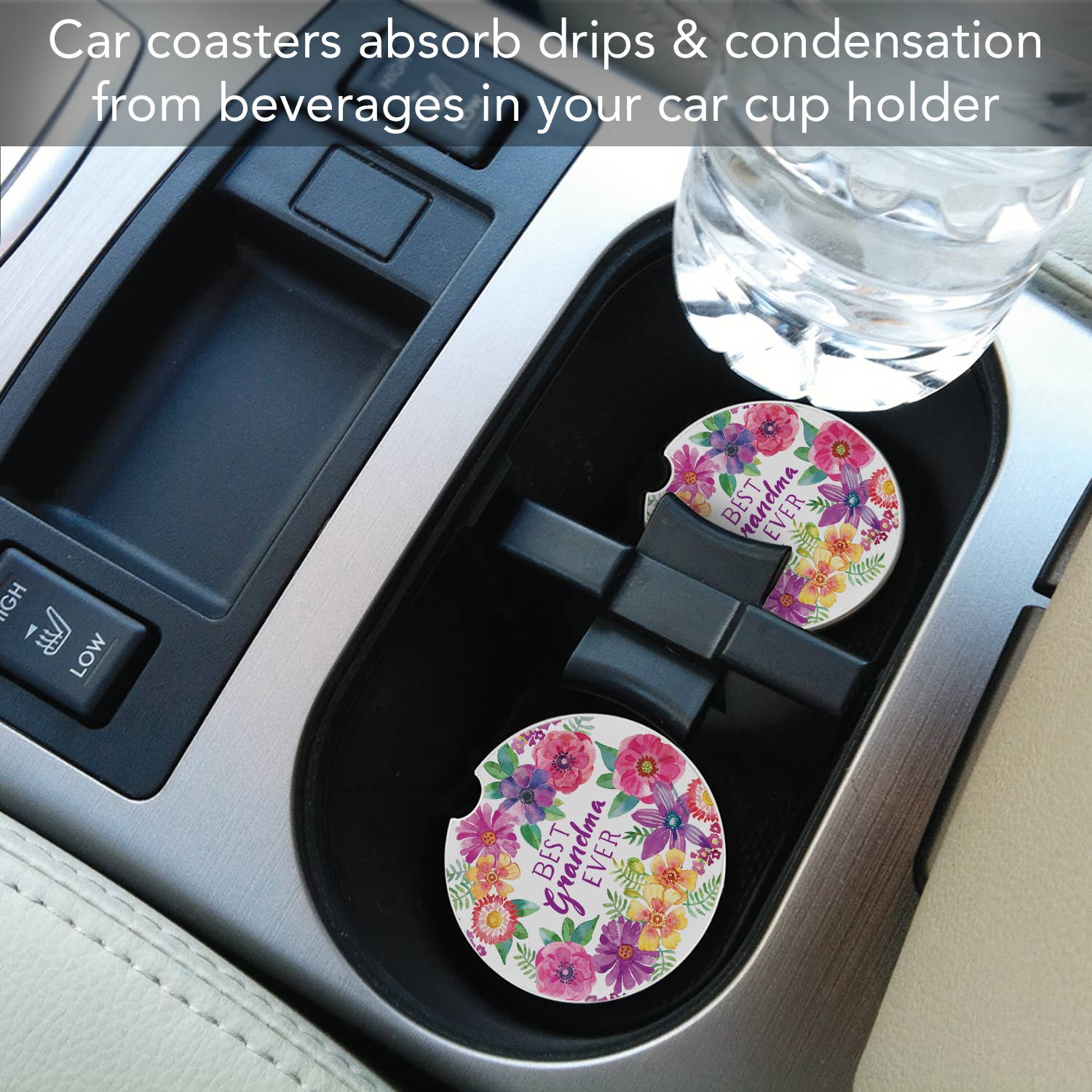 "Best Grandma" Absorbent Stone Car Coaster