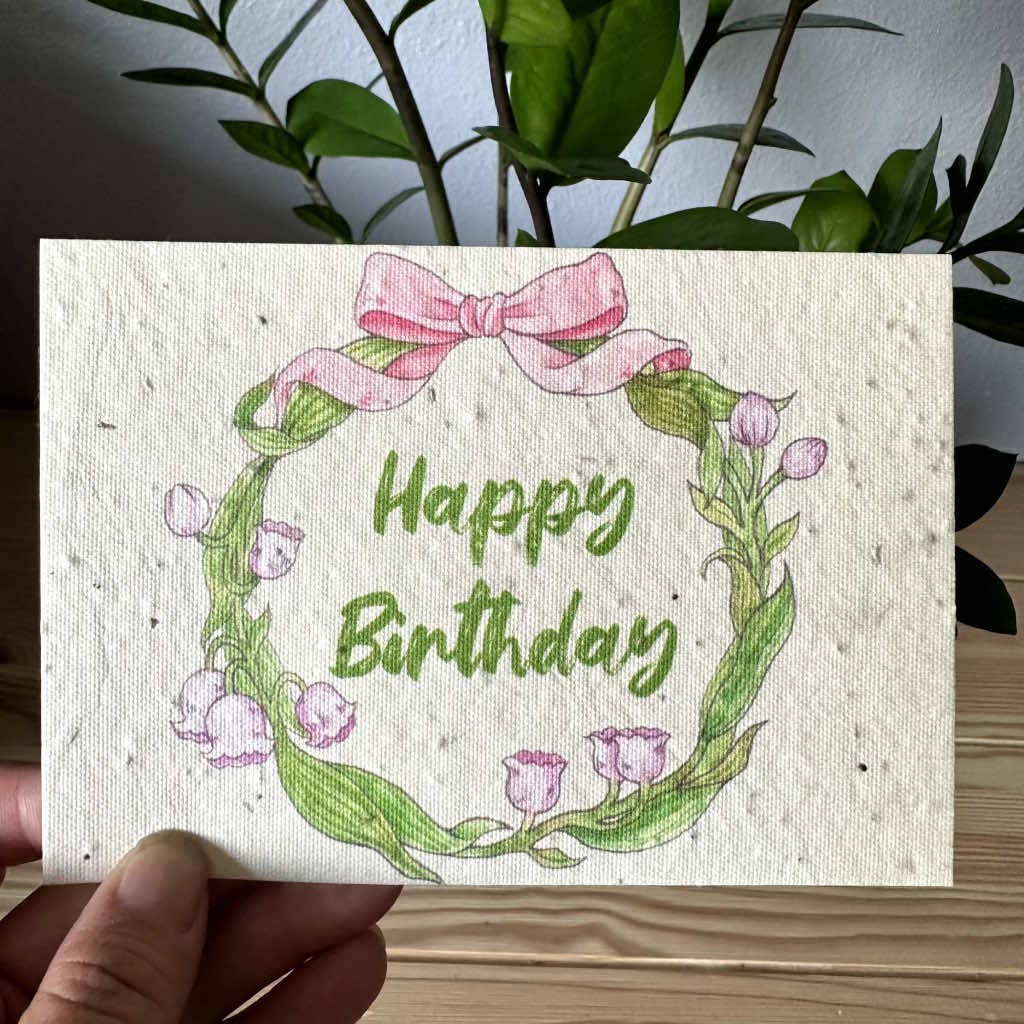 Happy Birthday Greeting Card Plantable Wildflower Herb Seed