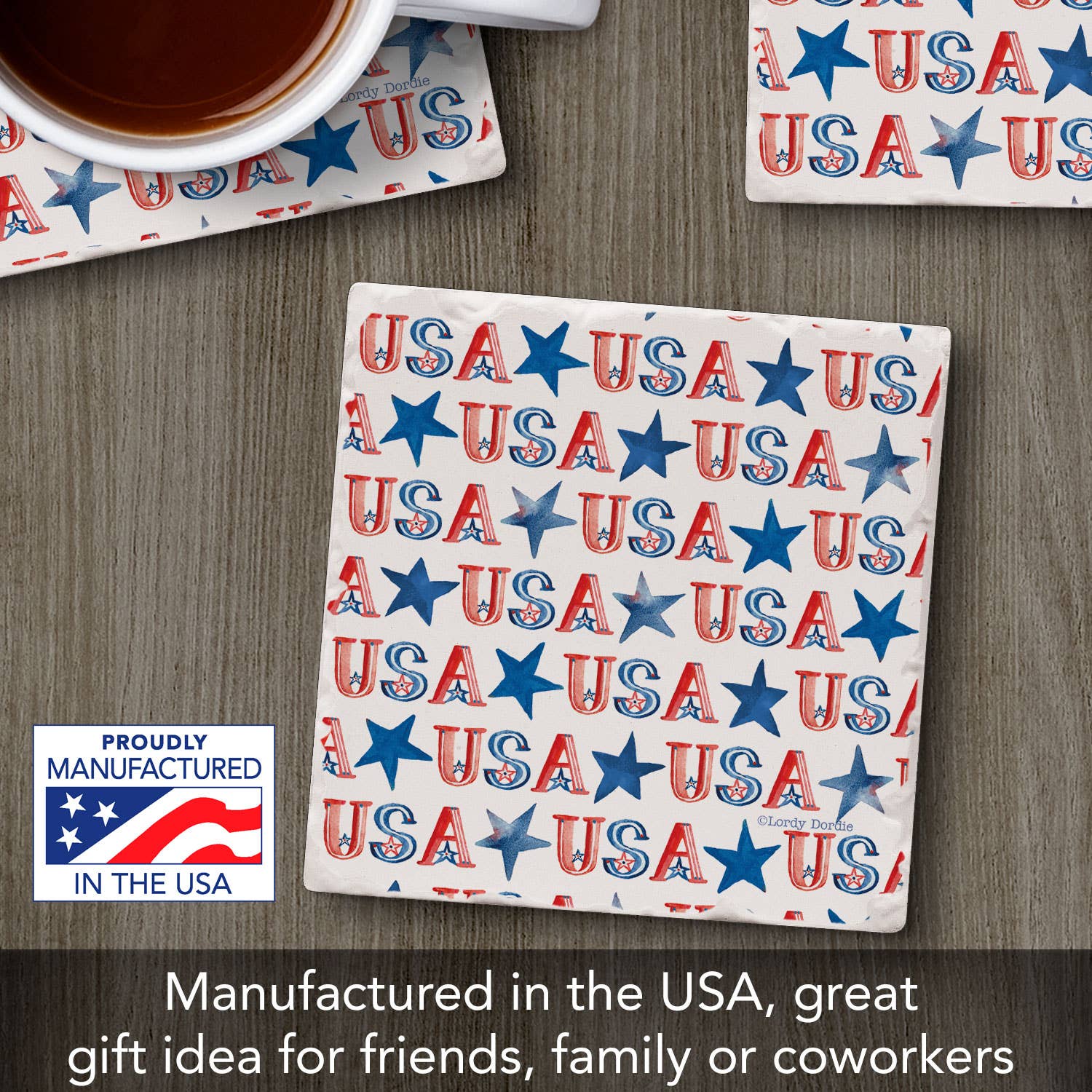 USA Single Absorbent Tumbled Tile Coaster