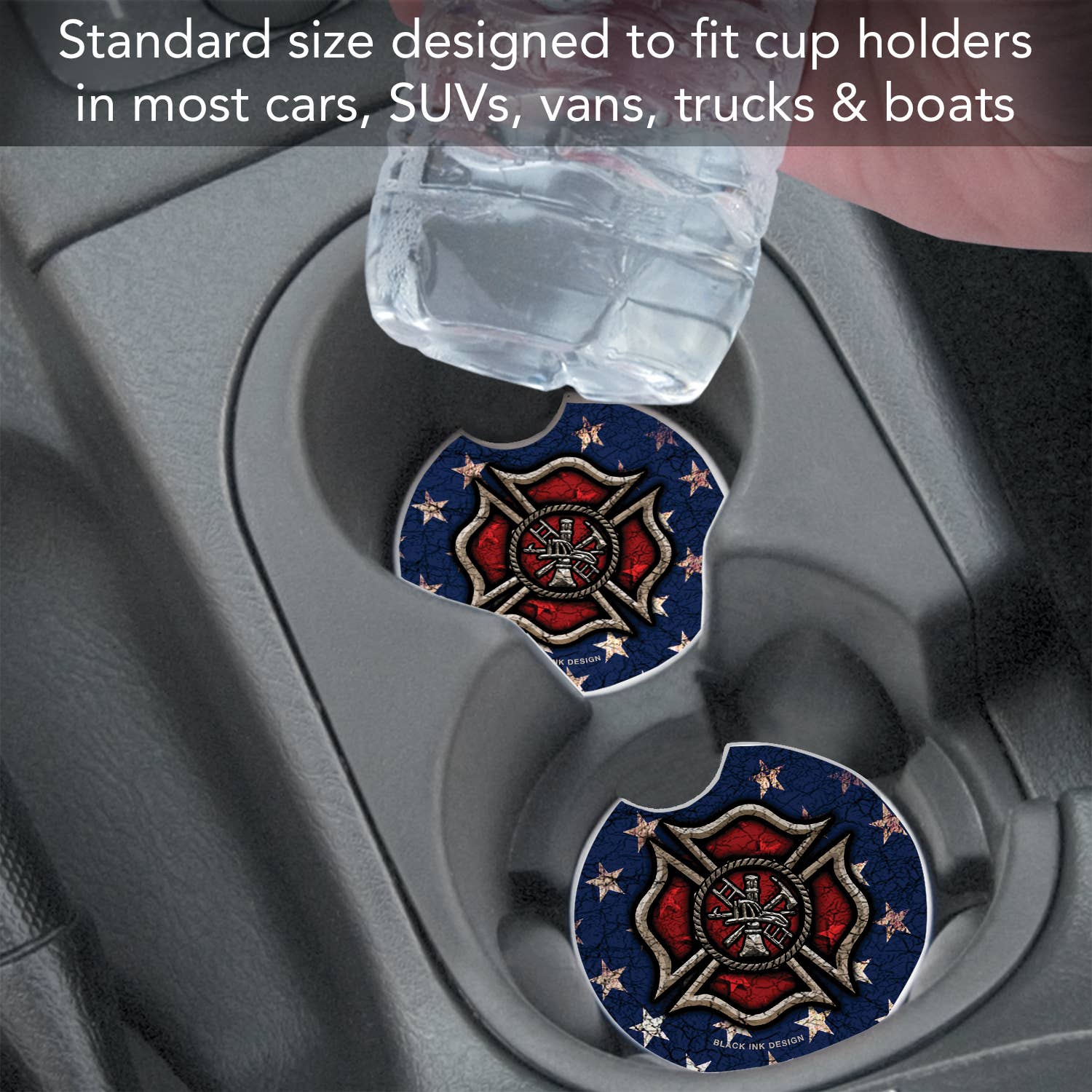 Firefighter Absorbent Stone Car Coaster