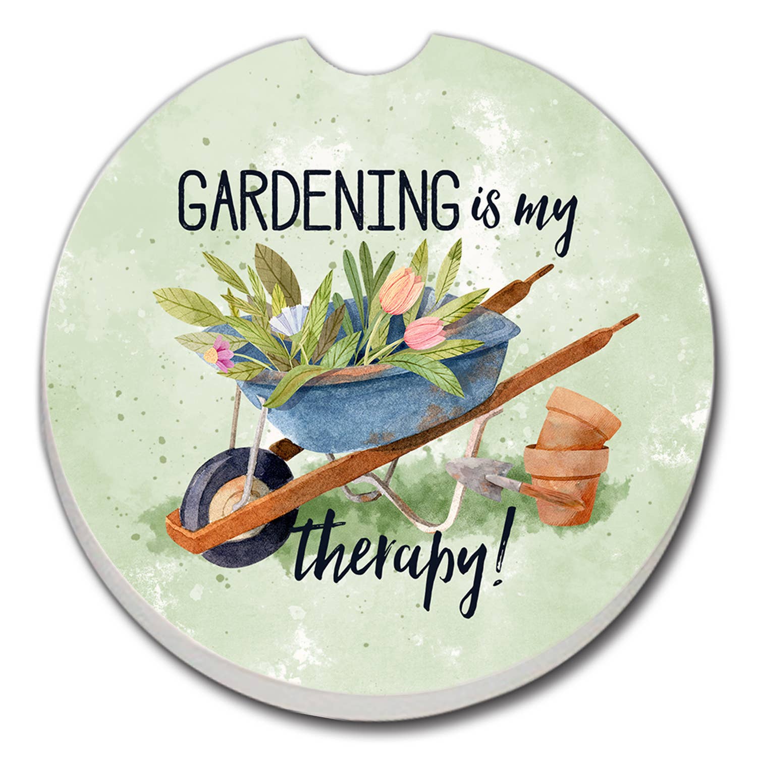 Gardening Is My Therapy Absorbent Stone Car Coaster