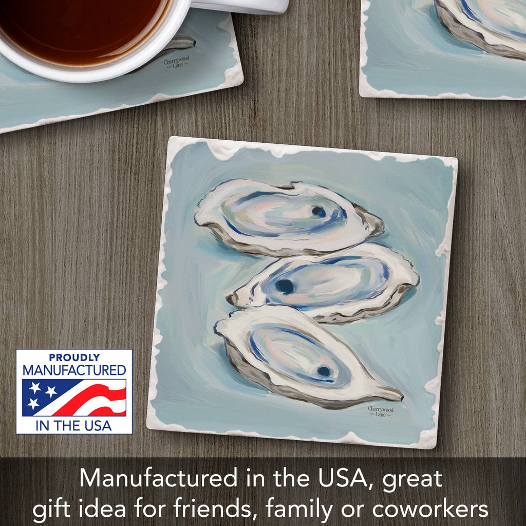 "Oysters Galore" Single Absorbent Tumbled Tile Coaster