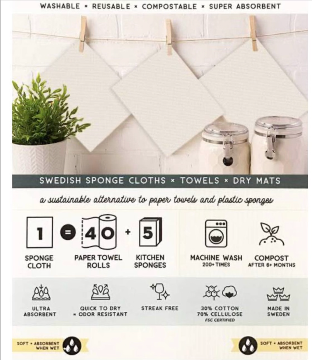 Summer Gnomes & Gardening Swedish Dish Towel