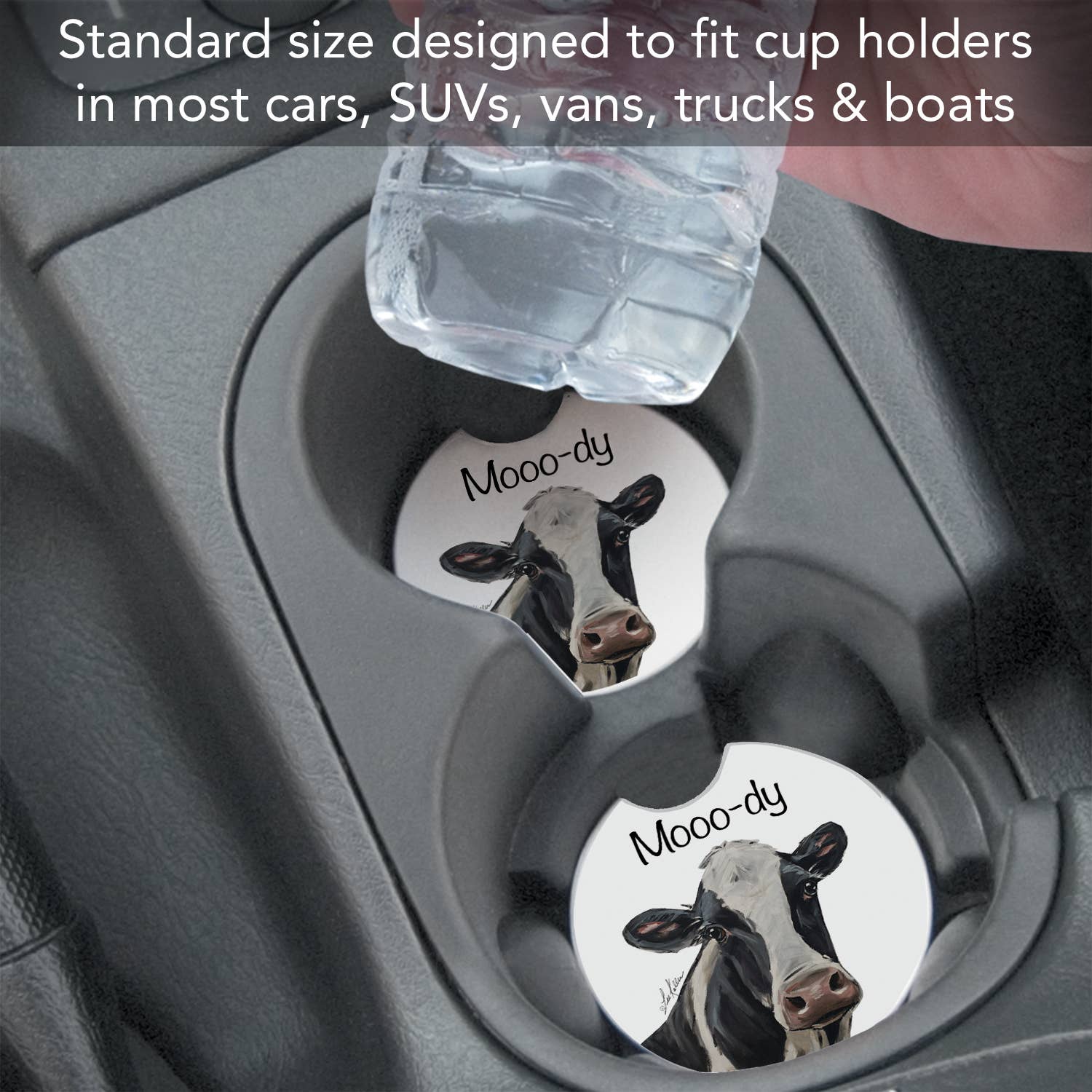 "Mooo-dy" Absorbent Stone Car Coaster