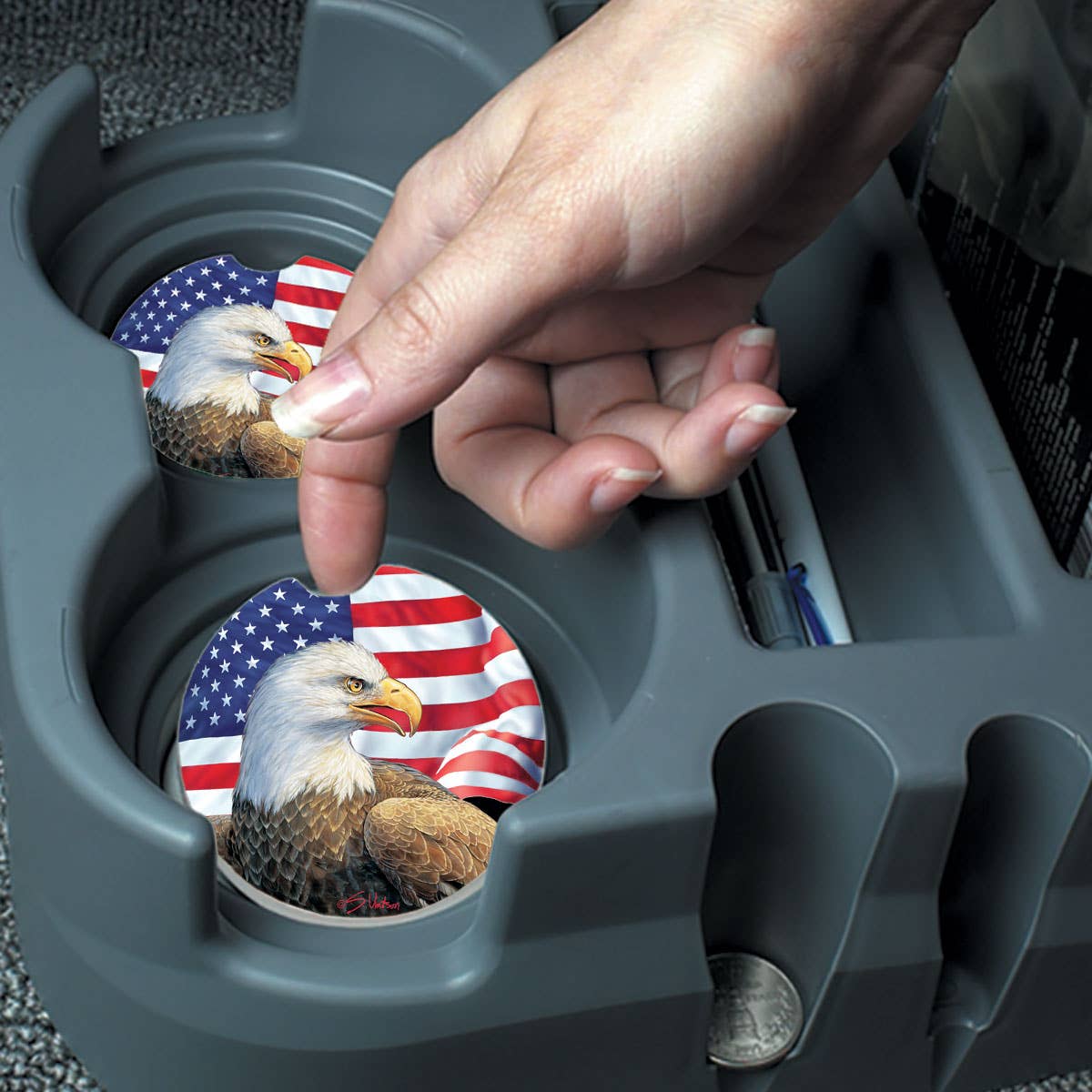 Eagle & Flag Absorbent Stone Car Coaster