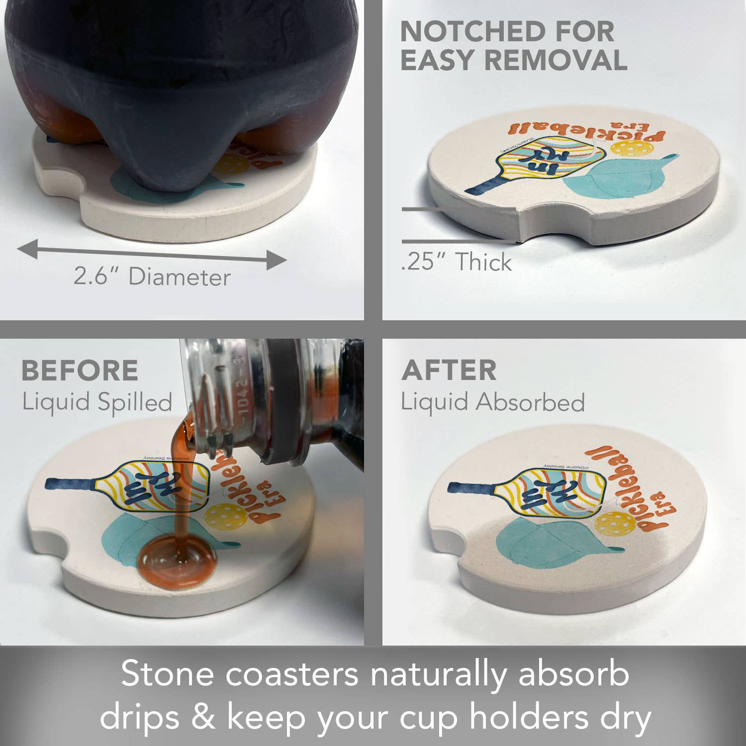 "Pickleball Era" Stone Car Coaster