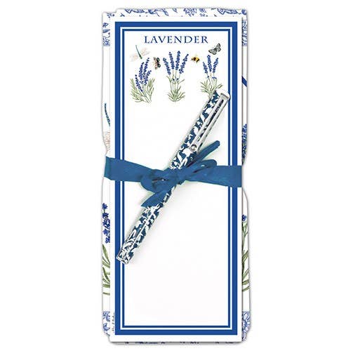 Flour Sack Towel & Magnetic Note Pad Set Lavender Sprigs