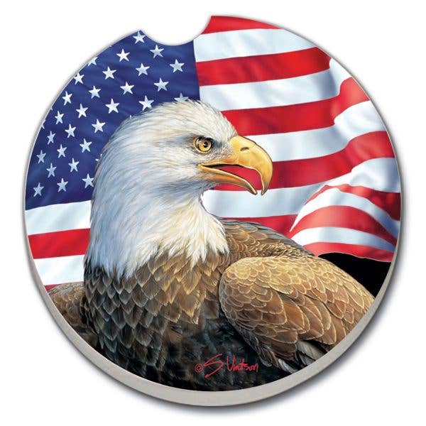Eagle & Flag Absorbent Stone Car Coaster
