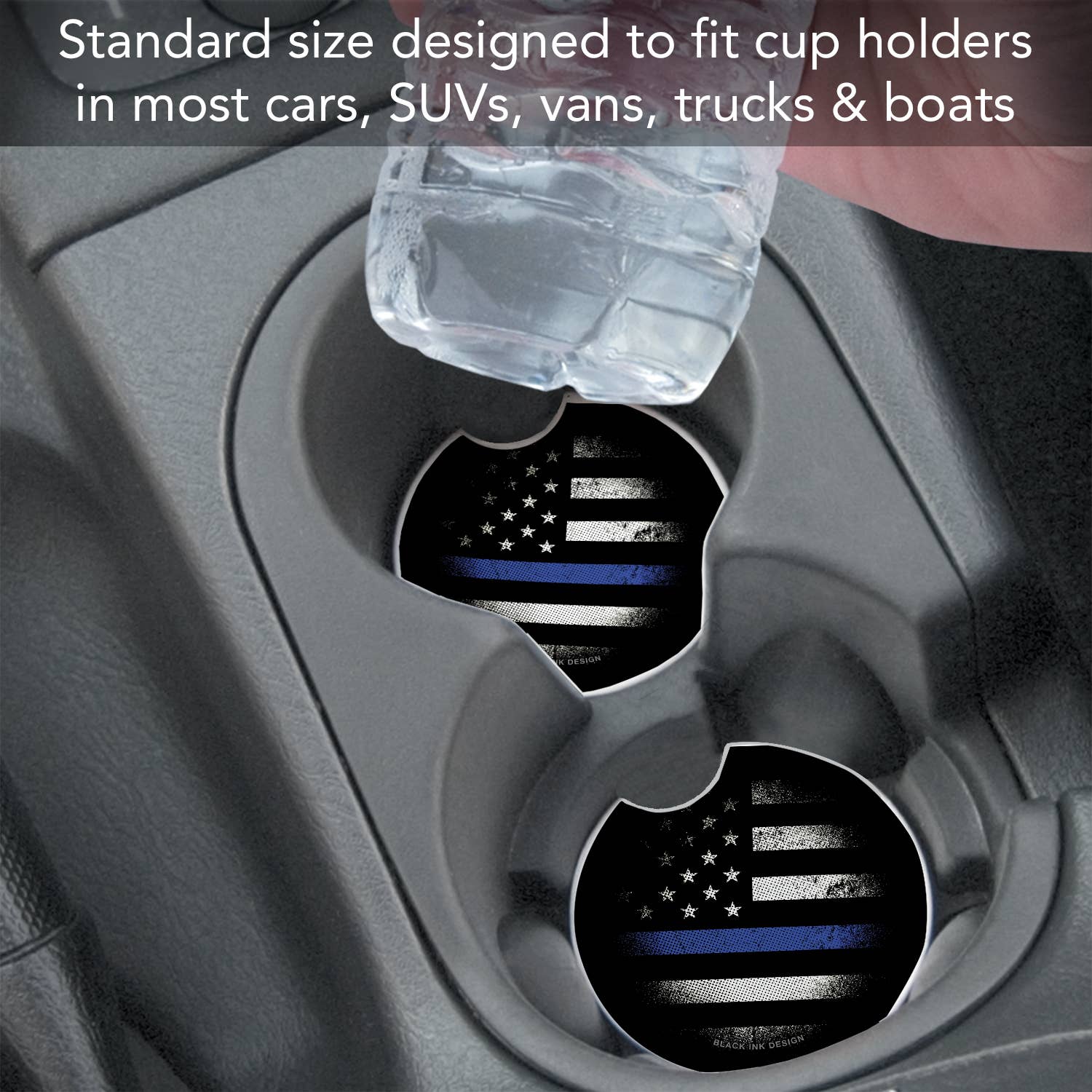 Blue Line Absorbent Stone Car Coaster 1 Pack