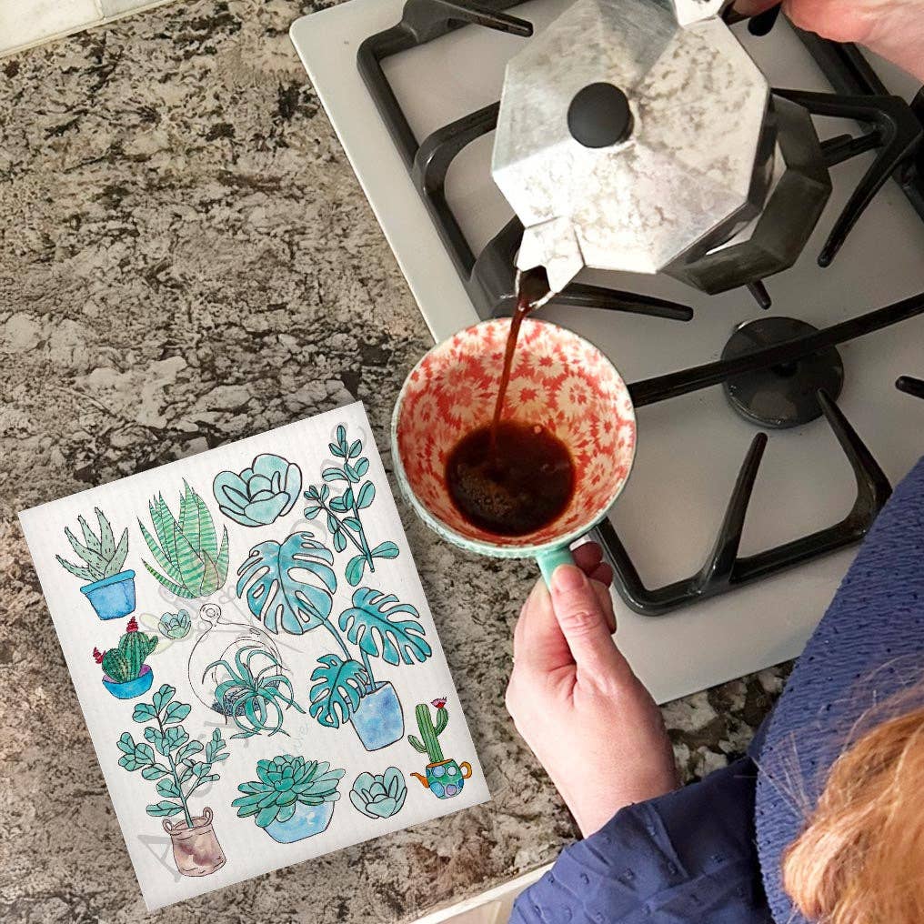 Succulent Collection Swedish Dishcloth – Plant Lover Gift