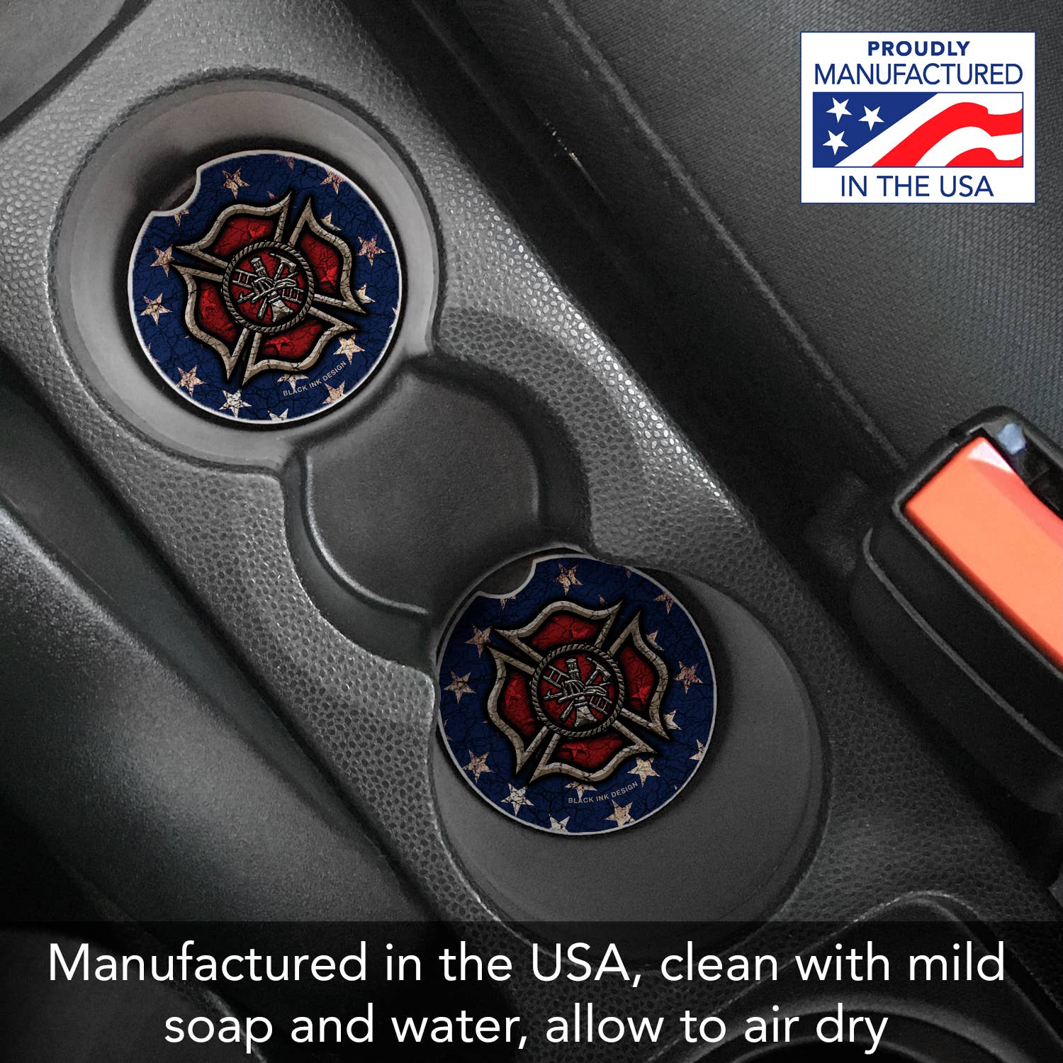 Firefighter Absorbent Stone Car Coaster