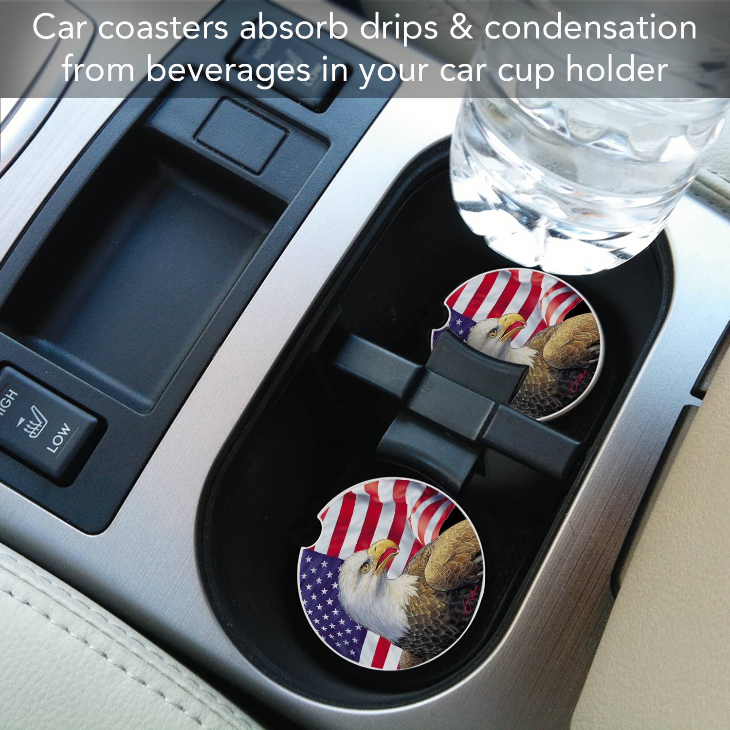 Eagle & Flag Absorbent Stone Car Coaster