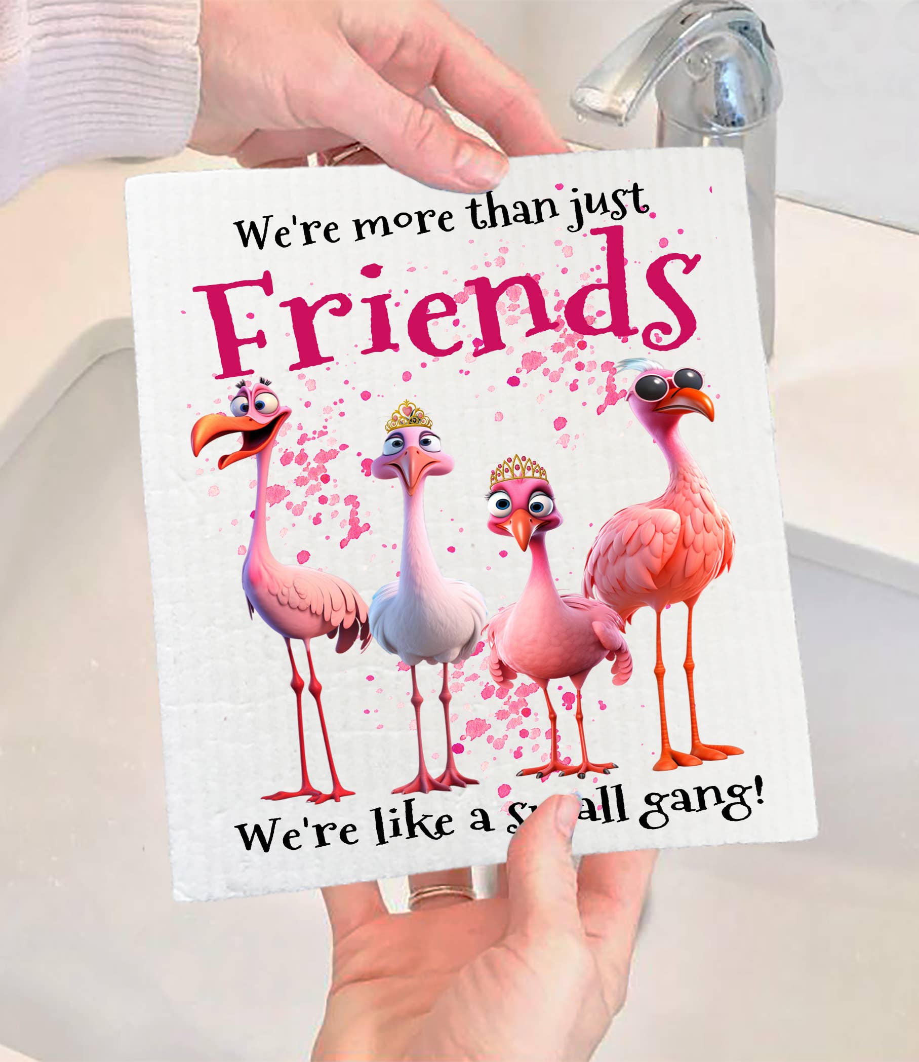 Flamingos Friends Small Gang Funny Swedish Dishcloth