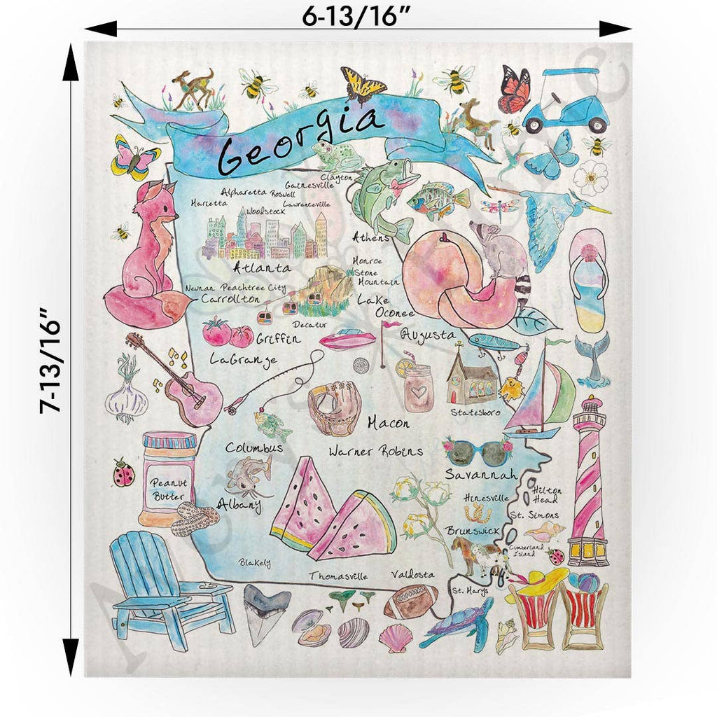 Georgia Map Swedish Cloth