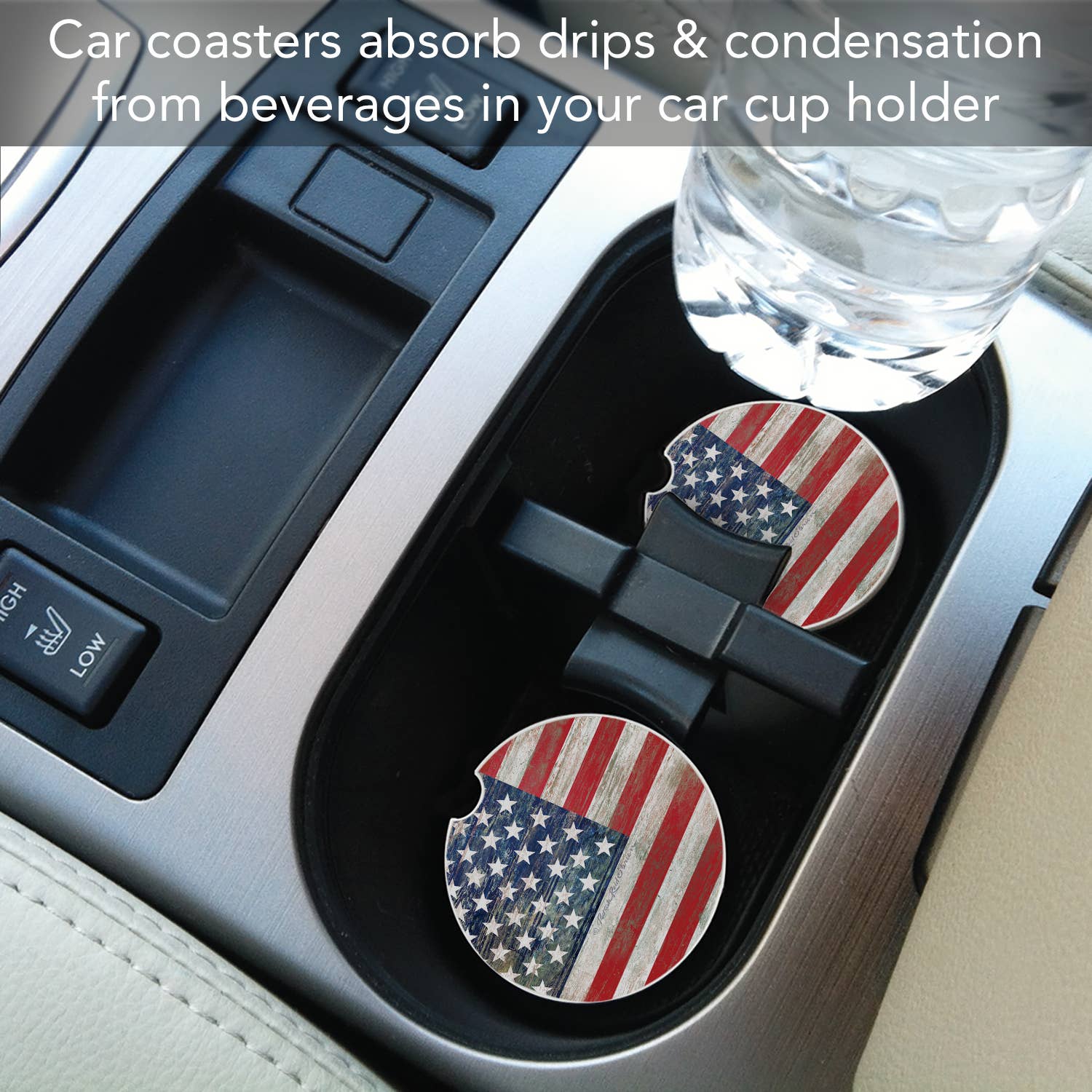 Americana Absorbent Stone Car Coaster