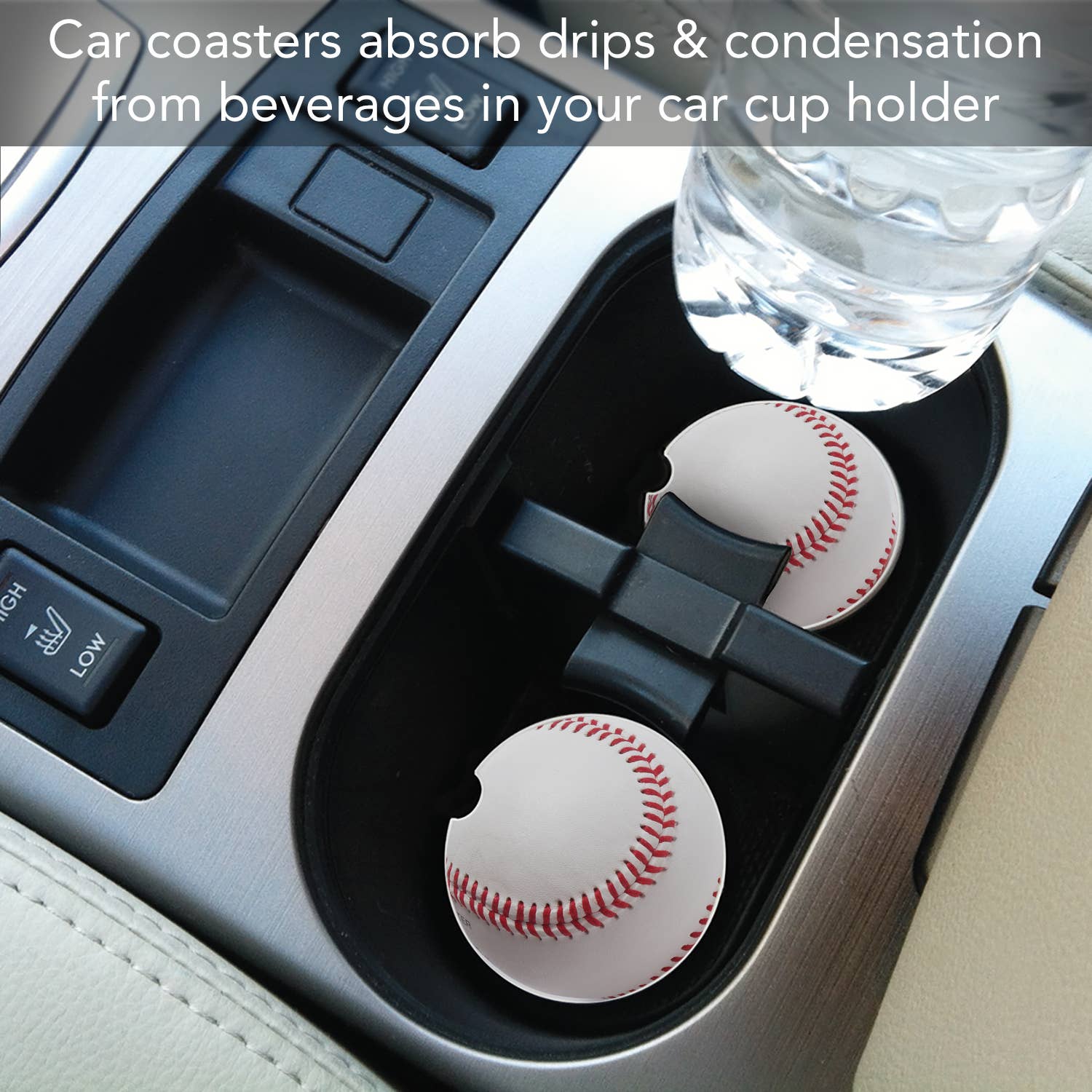 Baseball Absorbent Stone Car Coaster 1 Pk