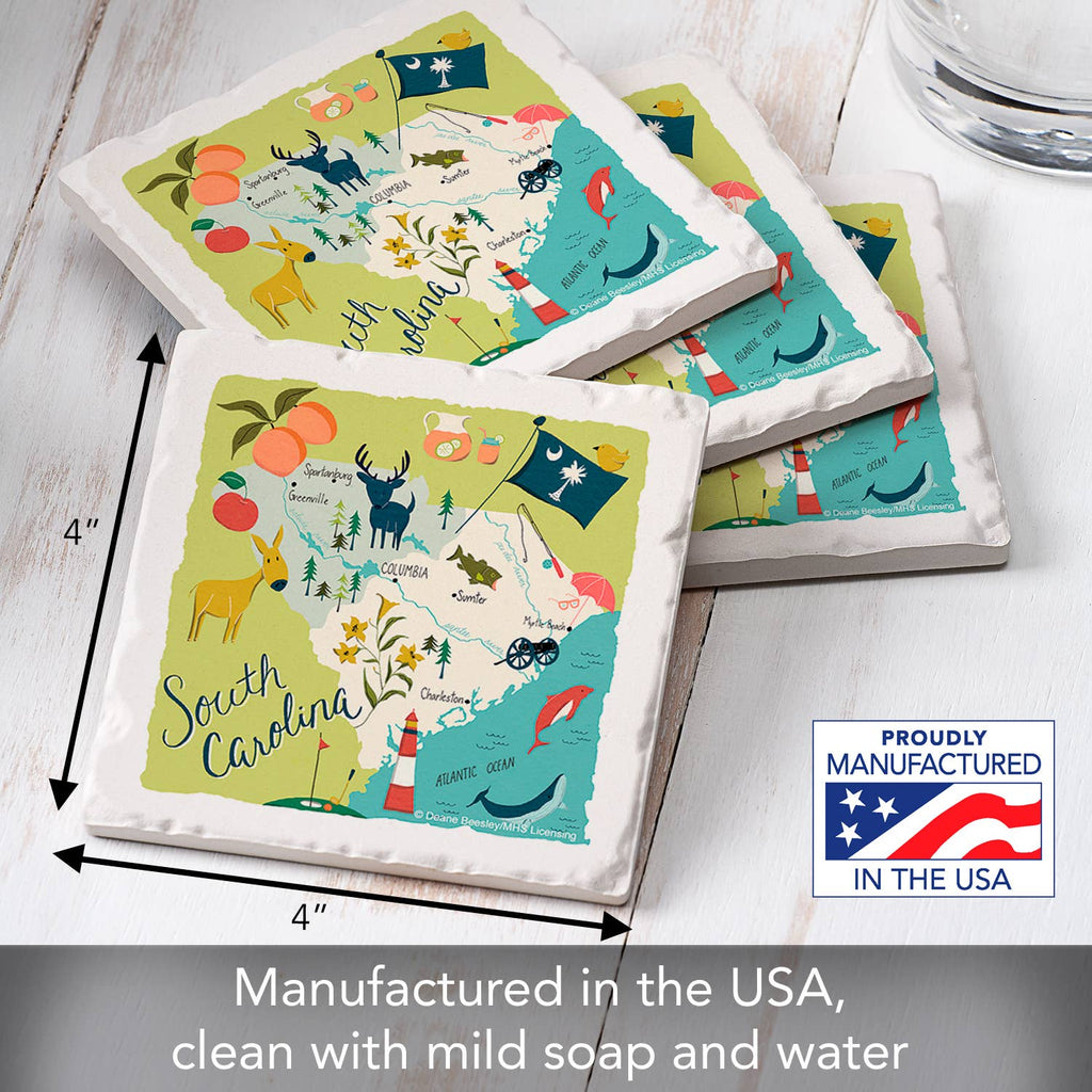 South Carolina Home Absorbent Coaster 4pk