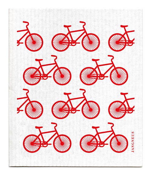Swedish Dishcloth - Bikes - Red