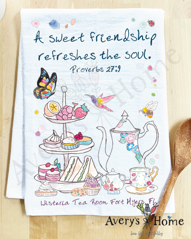 A Friendship Refreshes the Soul Tea Party Tea Towel