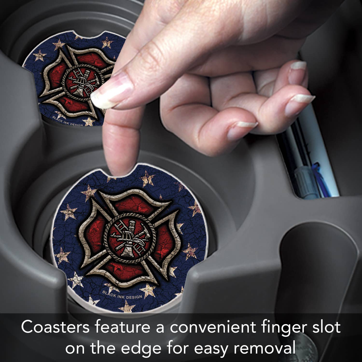 Firefighter Absorbent Stone Car Coaster