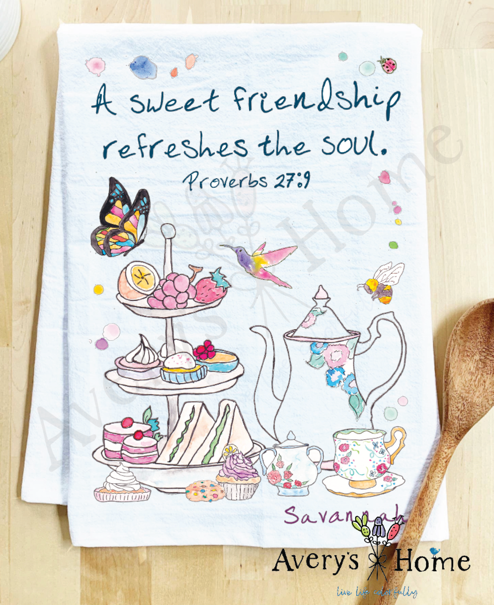 A Friendship Refreshes the Soul Tea Party Tea Towel