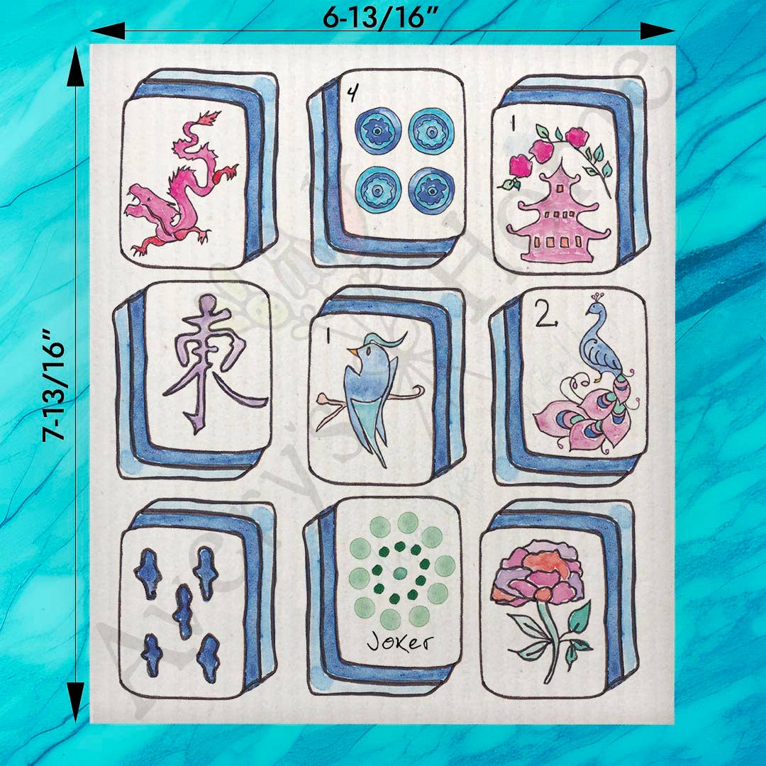 Mahjong Tiles Swedish Dishcloth – Game Lover Decor