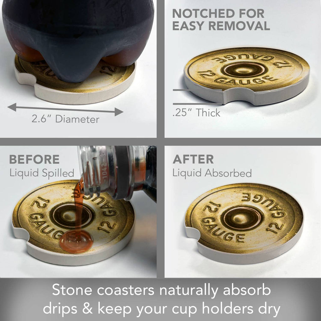 12 Gauge 2 Pack Absorbent Stone Car Coaster