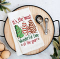Christmas Tree cakes Wonderful Time Tea Towel