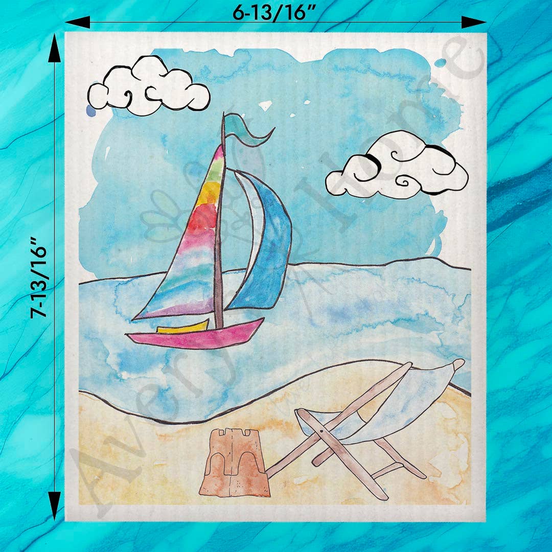Sailing Beach Day Kitchen Décor Swedish Dishcloth