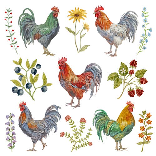 Single Flour Sack Towels Roosters