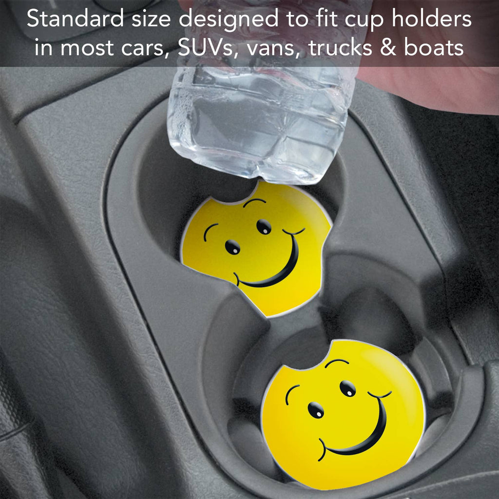 Happy Face Absorbent Stone Car Coaster 1 Pk