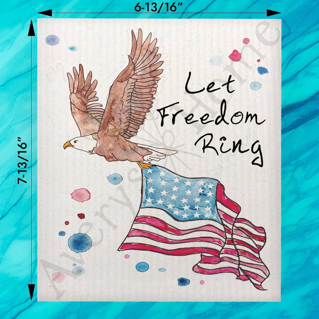Let Freedom Ring Swedish Dishcloth – Patriotic Holiday Decor