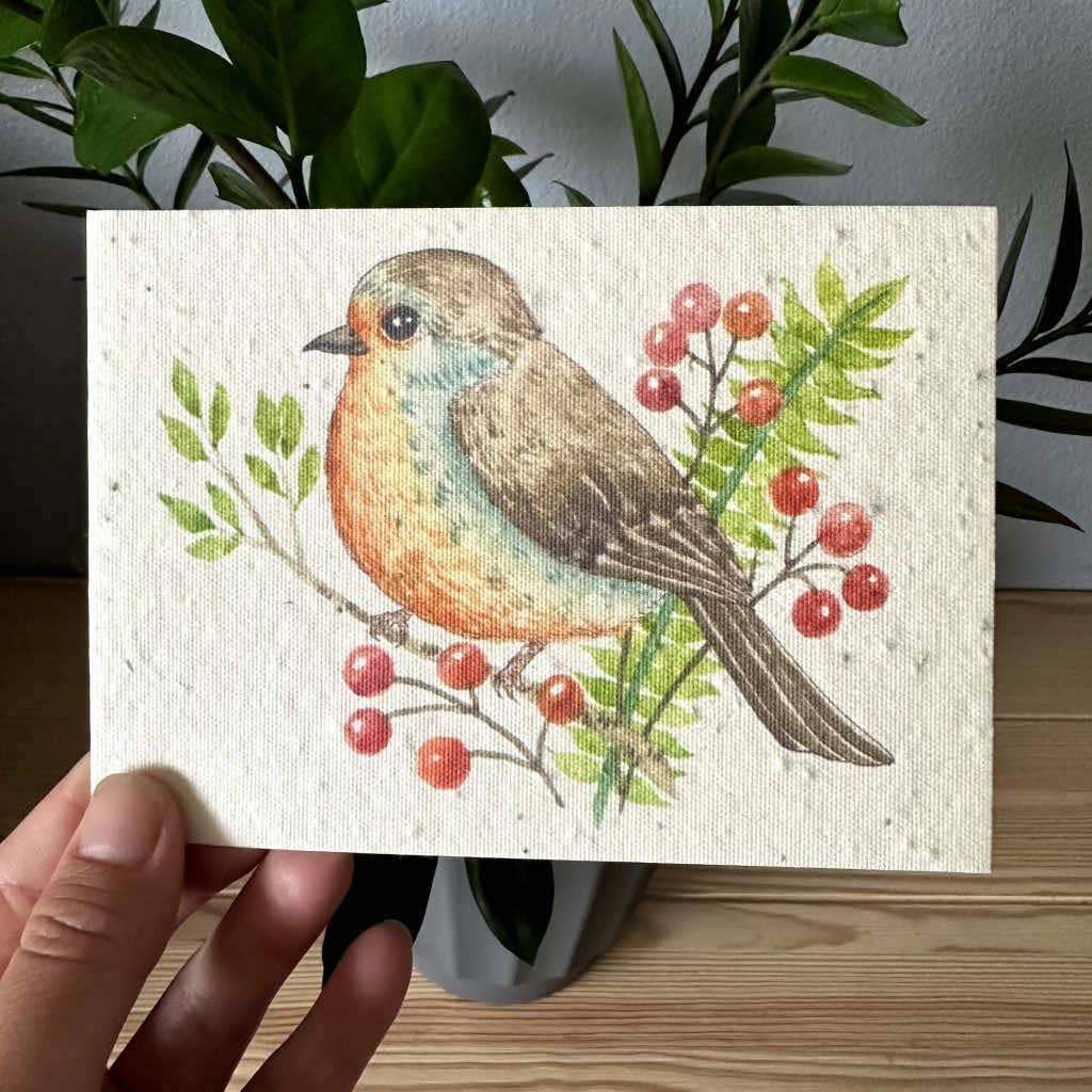 Robin Bird Plantable Wildflower Seed Greeting Card