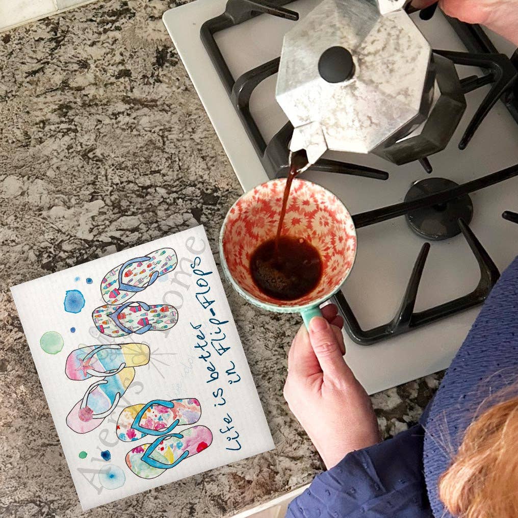 Flip-Flops Swedish Dishcloth – Funny Beach Quote Gift