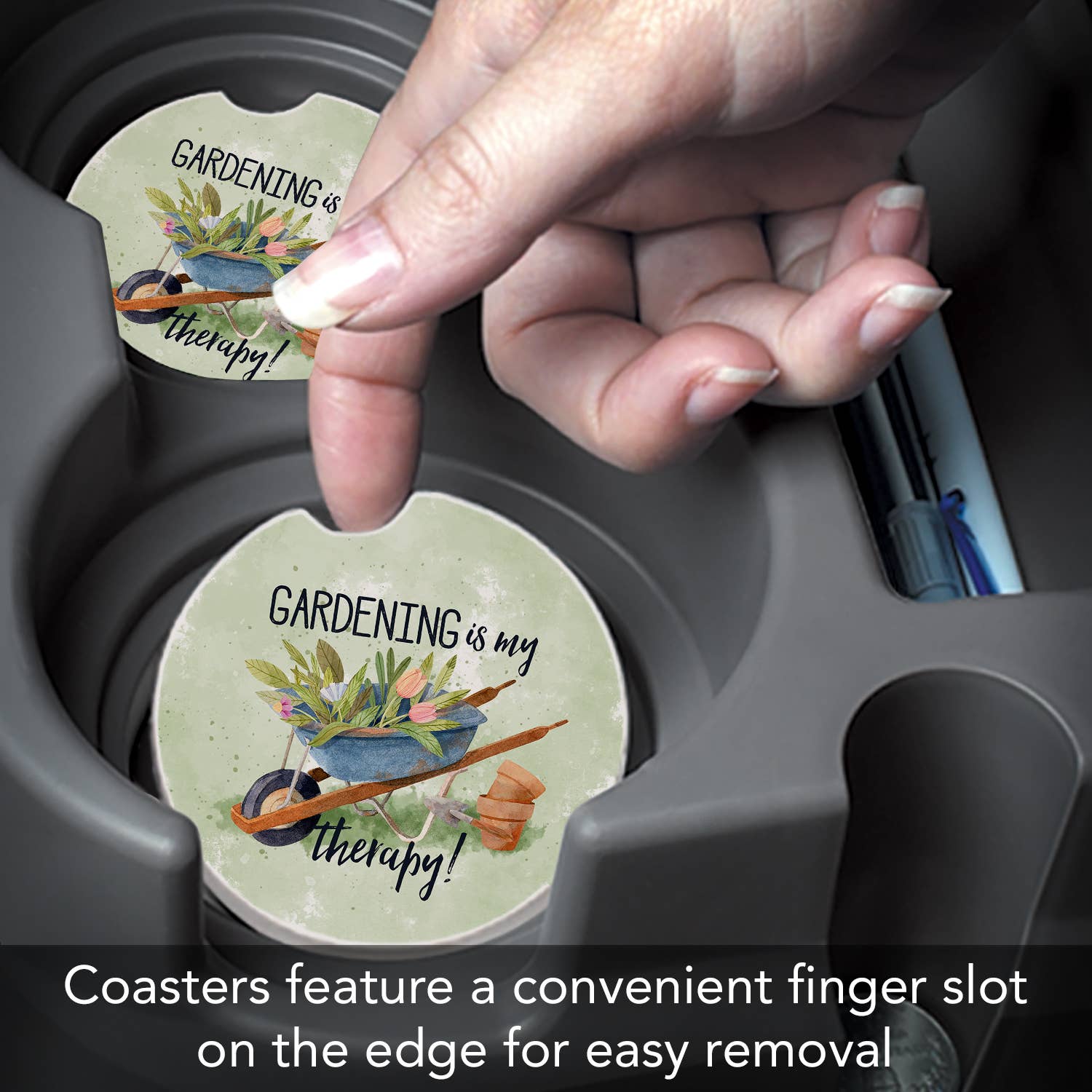 Gardening Is My Therapy Absorbent Stone Car Coaster