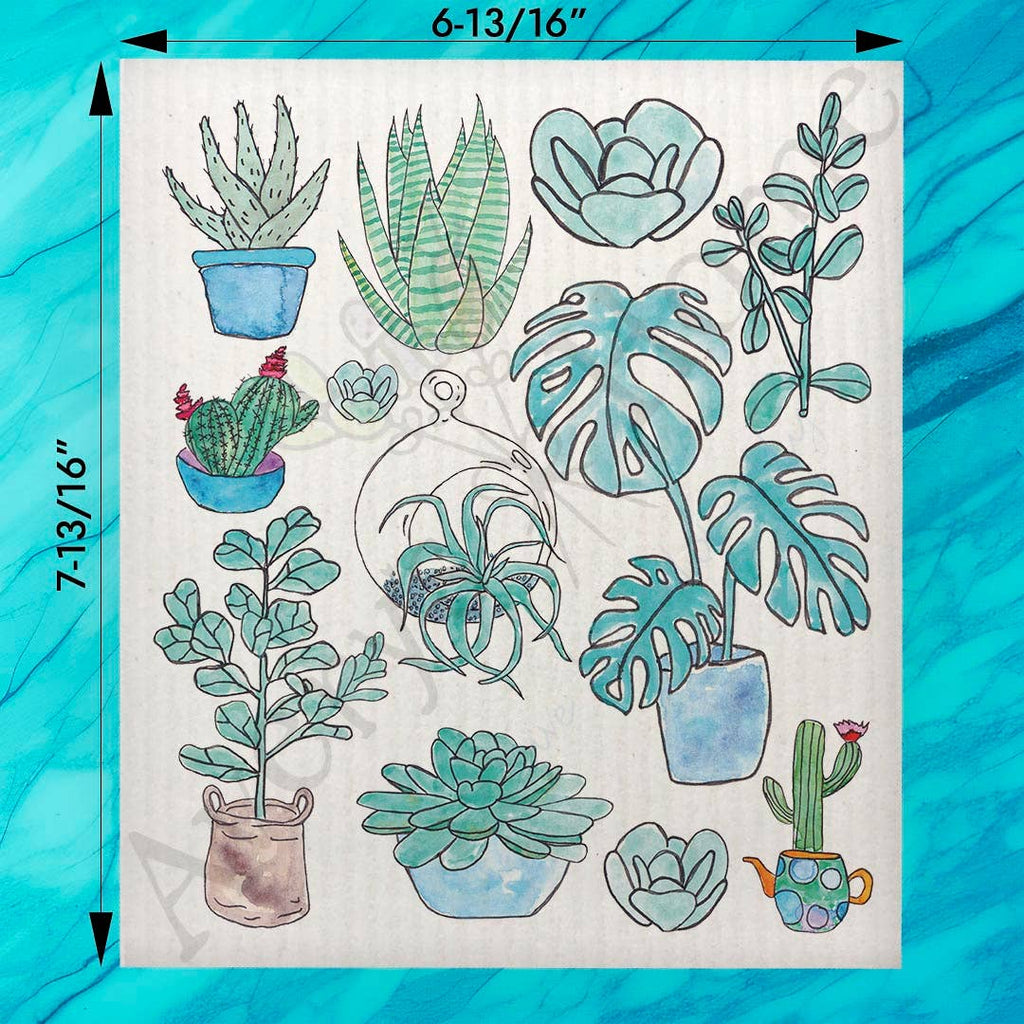 Succulent Collection Swedish Dishcloth – Plant Lover Gift